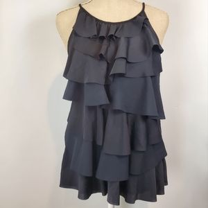 LOFT - Black Ruffle Layer Sleeveless Top - Size XS